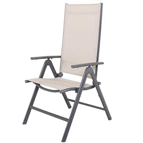 Chicreat Korfu Aluminium Folding Chair, Beige, 67 x 59 x 113cm