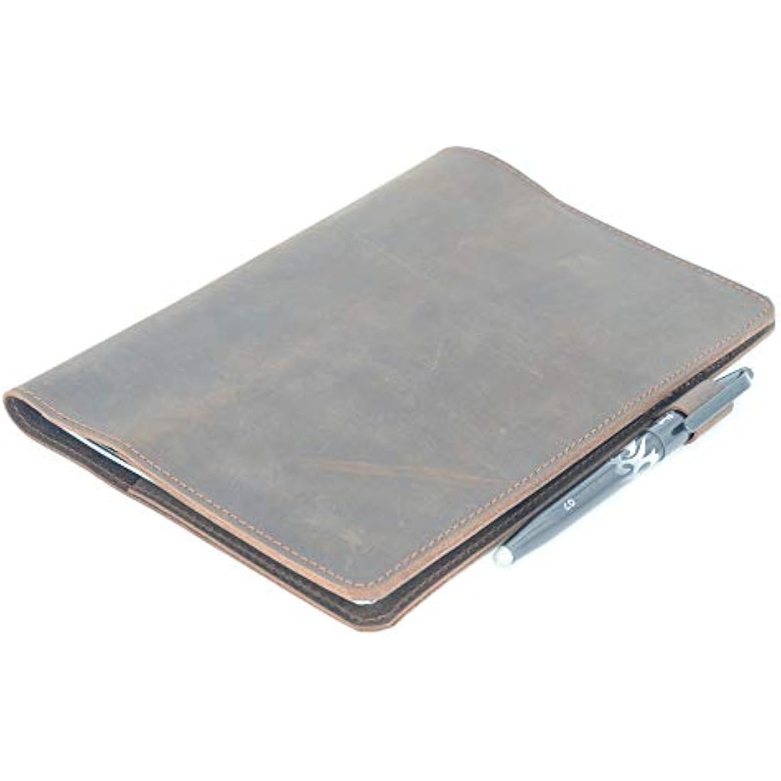 JJNUSA Compatible with Rocketbook Cover Smart Business Handmade Distressed Genuine Leather Notebook for Everlast Fusion Wave Moleskin A5 with Pen Loop & Card Holder Executive 8.8" x 6" Darkbrown