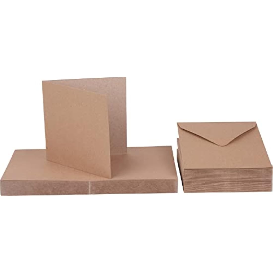 Craft UK 2050 5 x 5 inch Kraft Card and Envelope pack of 50 - Brown
