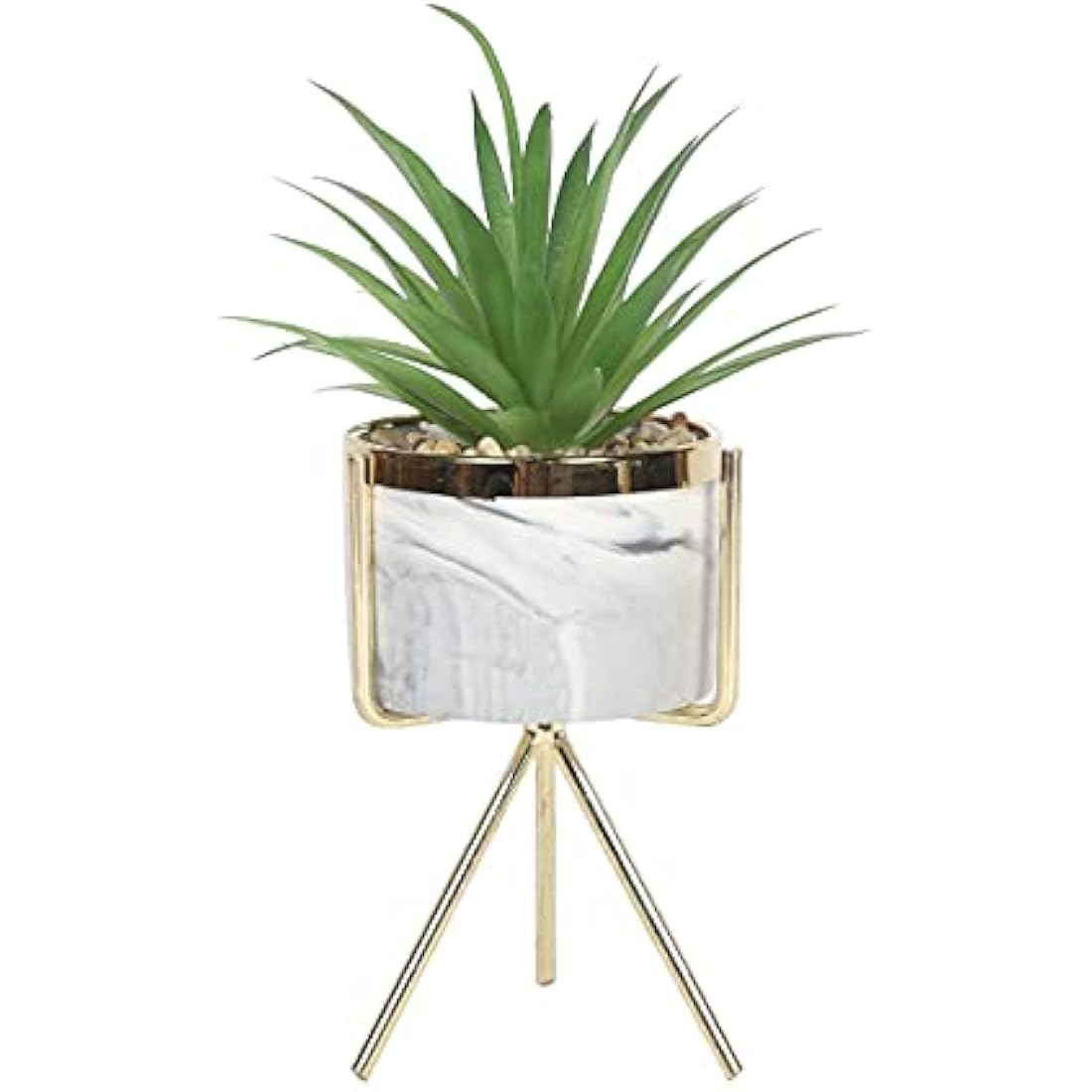 Sleepdown Halo Green Leaf Marble Stand Faux Artificial Succulent Plant for Home Office Bathroom Decor Indoor Decoration Aesthetics, Small