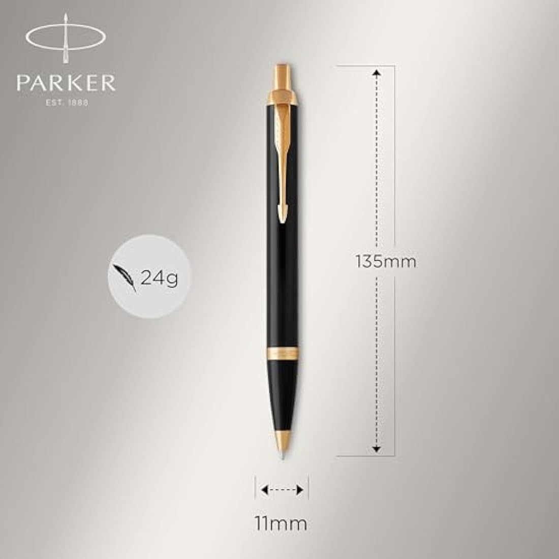 Parker IM Duo Gift Set with Ballpoint Pen & Fountain Pen | Gloss Black with Gold Trim | Blue Ink Refill & Cartridge | Gift Box