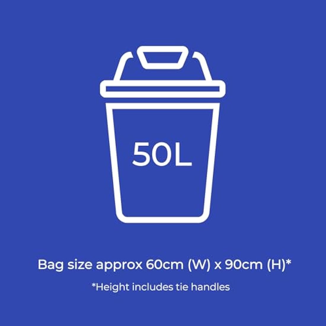 Kordis Strong Tie Handle Swing Bin Bag Liners - 6 Rolls x 20 Bags. 50L White Plastic Bin Bags For Kitchen Bins & Large Indoor Trash Bin. 120 Heavy Duty, Unscented Garbage Bags - 60 x 90cm