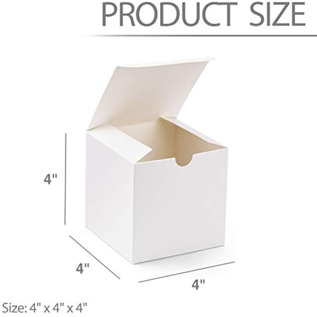 Switory Gift Boxes 50Pc 10x10x10cm, Kraft Paper Present Boxes with Lids for Crafting, Cupcake, Cardboard Bridesmaid Proposal Boxes,White Wedding Favor, Gift Ornaments, Easy Assemble Boxes
