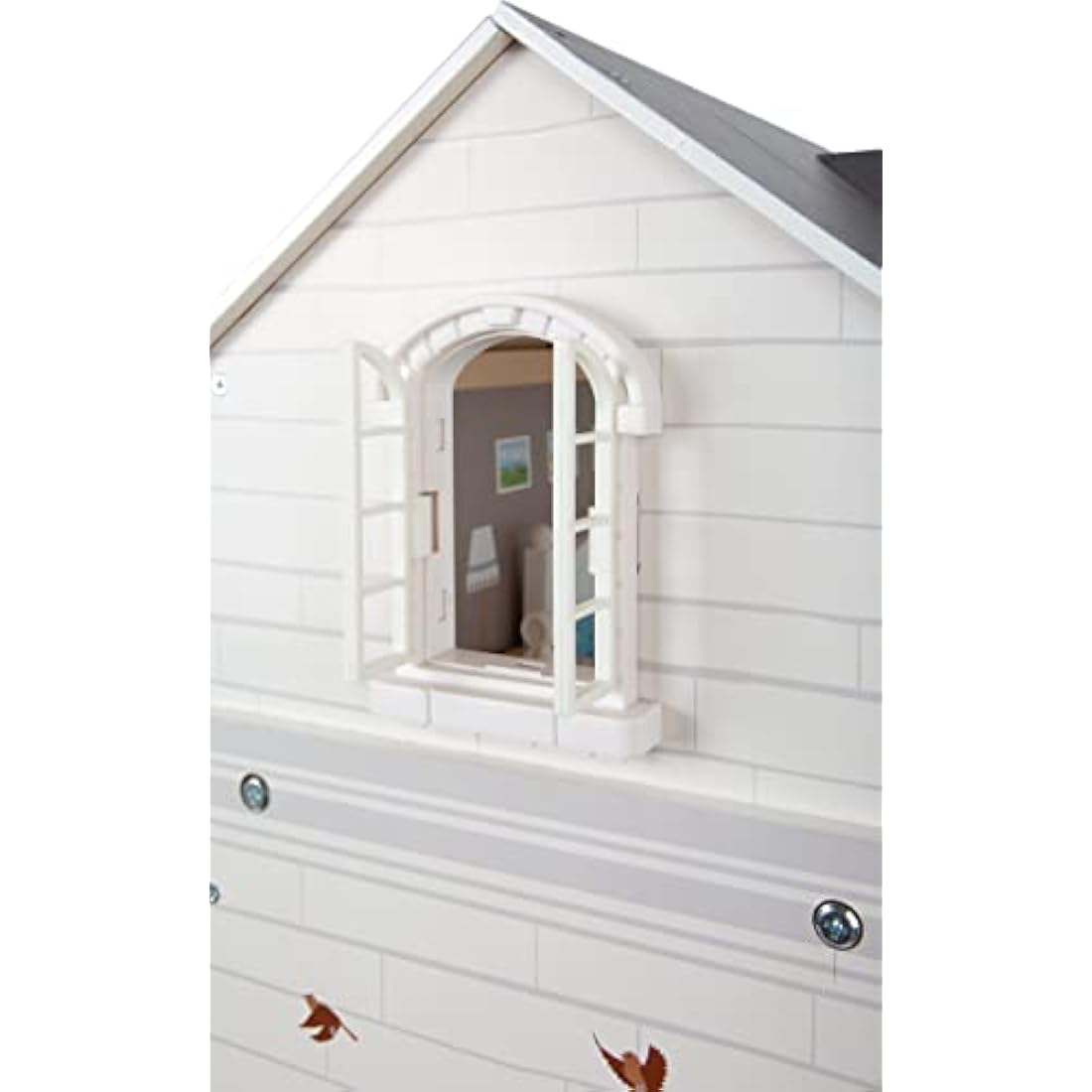 Small Foot 11802 Wooden Doll's House with 3 Floors, Open Front and Extensive Furniture, from 3 Years Toys, White Grey, 82 x 51.1 x 15 cm