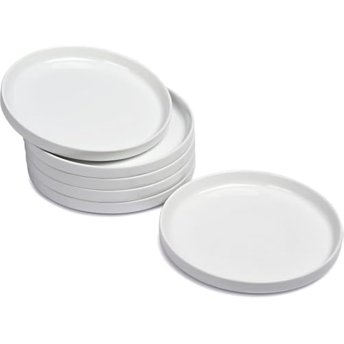 WishDeco Side Plates Set of 6, White Dessert Plates 18cm / 7 inch, Small Dinner Plate, Ceramic Serving Dishes for Cake, Salad, Tapas, Starter, Stackable