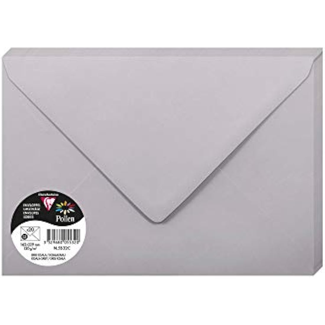 Clairefontaine - Ref 5532C - Pollen Envelopes (Pack of 20) - C5 Sized, 120gsm Paper, Gummed Seal, Inkjet & Laser Printer Compatible, Acid Free - Koala Grey