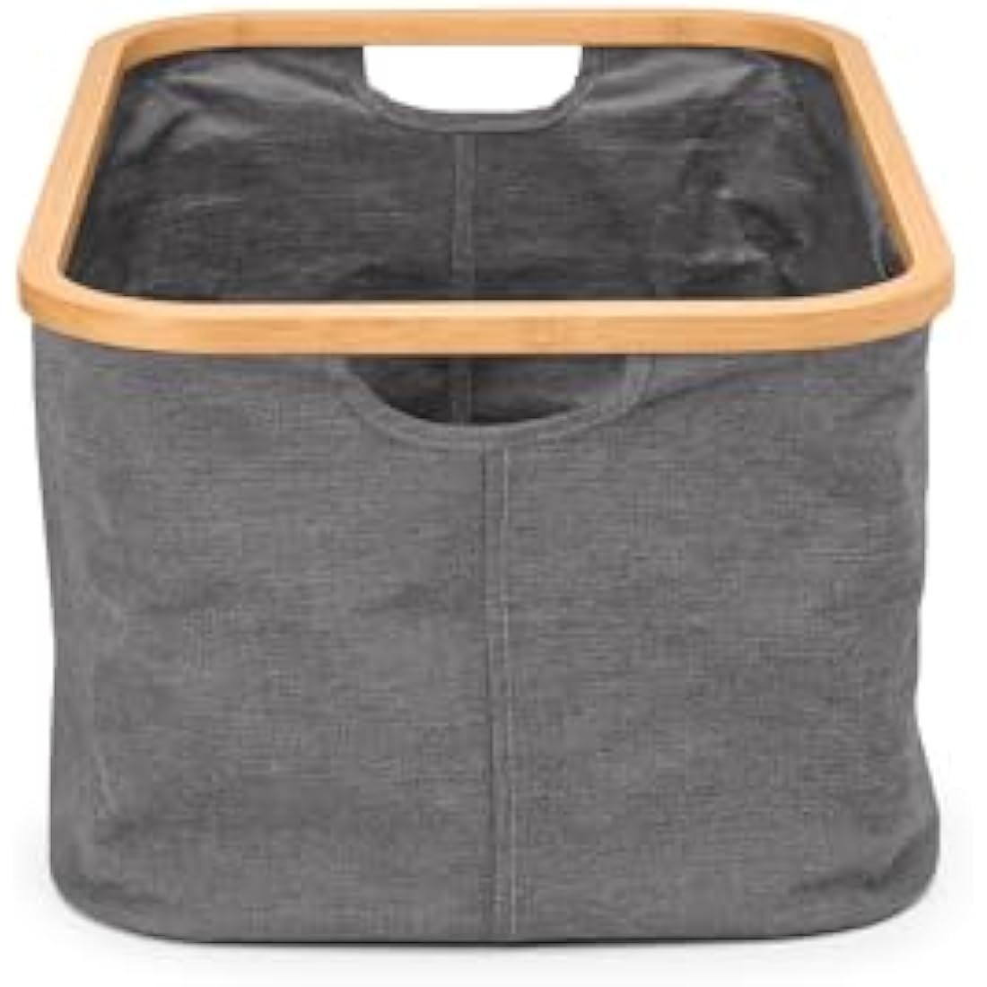 Brabantia - Foldable Laundry Basket 40L - Water Resistant Hamper for Wet & Dry Laundry - Storage Basket for Clothes & Linen - Bamboo Rim for Easy Grip - Garment Washing - Home Accessory - Pepper Black