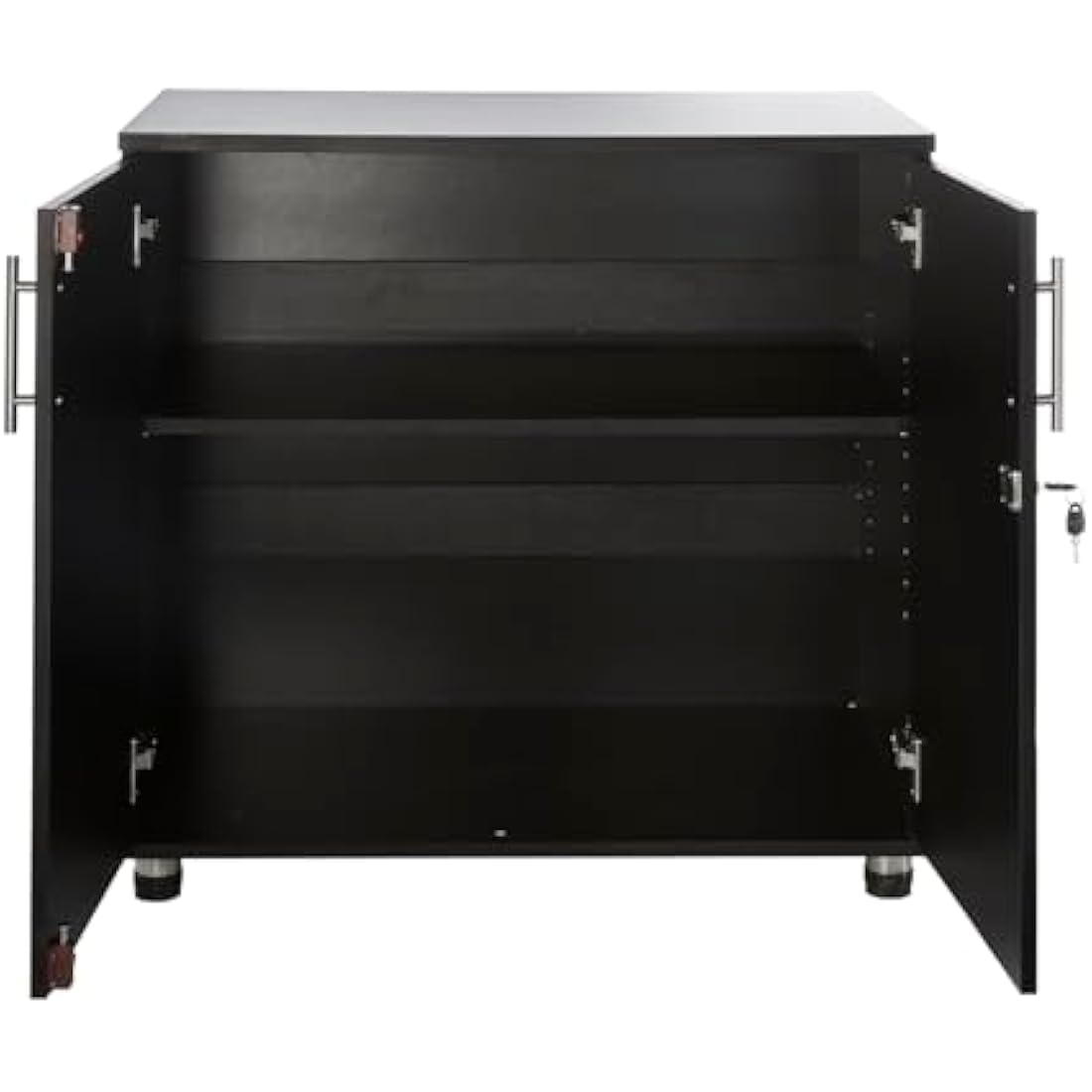 MMT Furniture Designs Ltd Black Storage Cabinet Cupboard Desk Height 2 Door Bookcase with Lock 75cm Tall Desktop Extension Height
