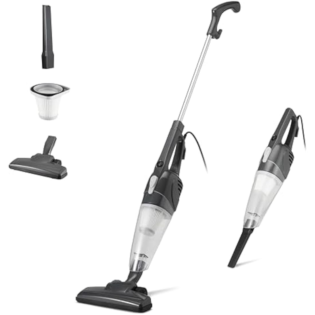 Amazon Basics 2-in-1 Corded Upright Vacuum Cleaner, ECO Motor, HEPA filtration, Lightweight Stick, Black