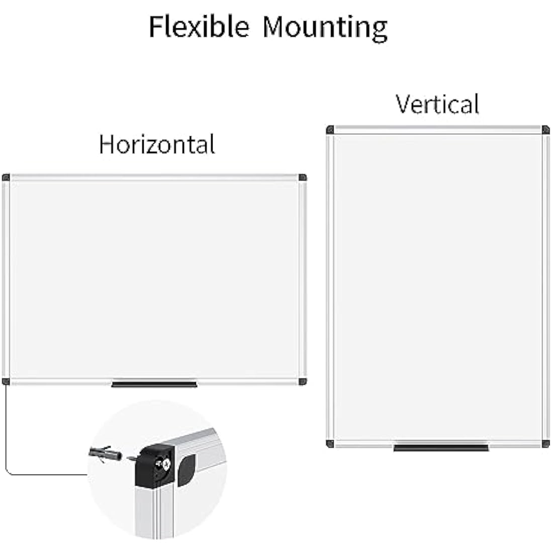 VIZ-PRO Magnetic Whiteboard 60 x 45 cm, Dry Erase White Board with Pen Tray, Silver Aluminium Frame, Dry Wipe Writing Board for Office, Home & School