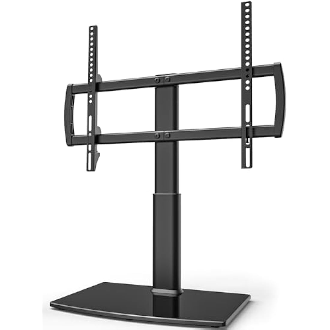 Universal TV Stand/Base Tabletop TV Stand with Wall Mount for 40 to 86 inch 5 Level Height Adjustable, Heavy Duty Tempered Glass Base, Holds up to 66kgs Screens, HT03B-003P