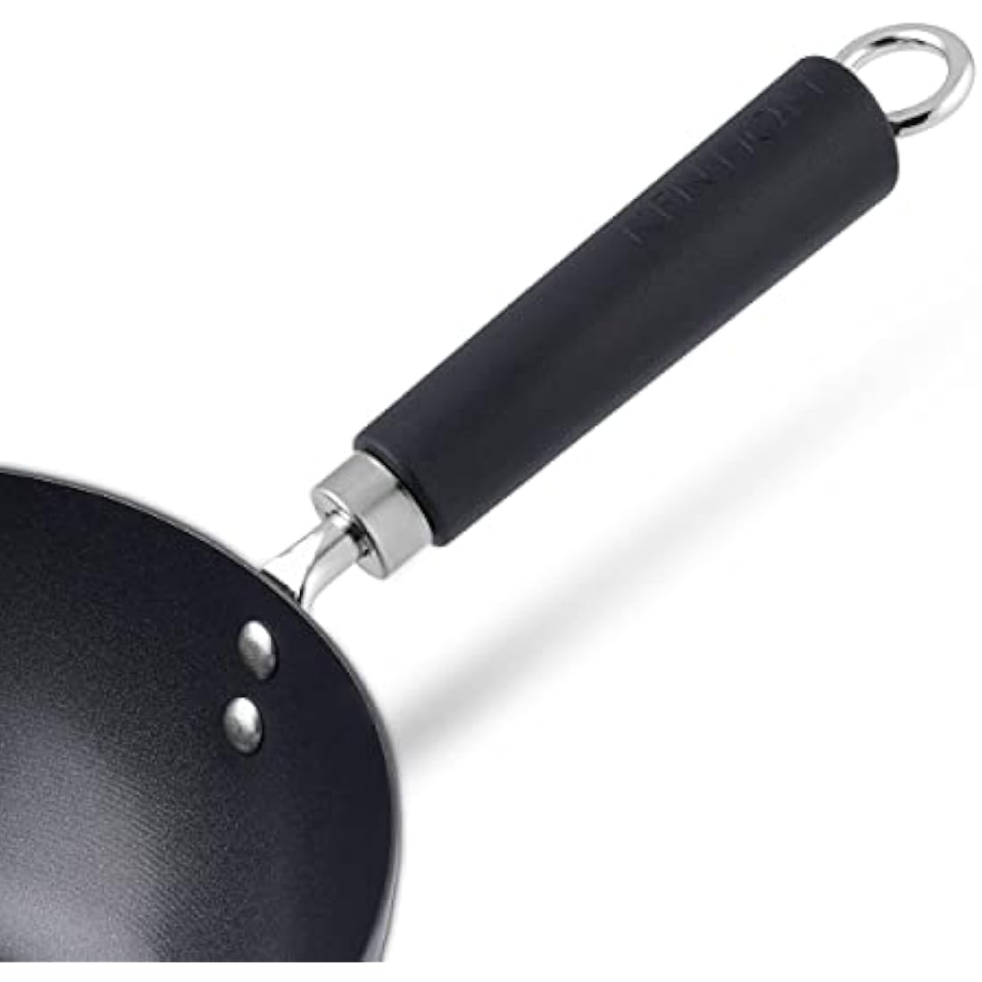 Ken Hom Carbon Steel Mini Wok, 20cm, Excellence, Induction Hobs Suitable/Metal Tool Safe/Phenolic Handle, Includes 1 x Chinese Wok Pan, KH420001