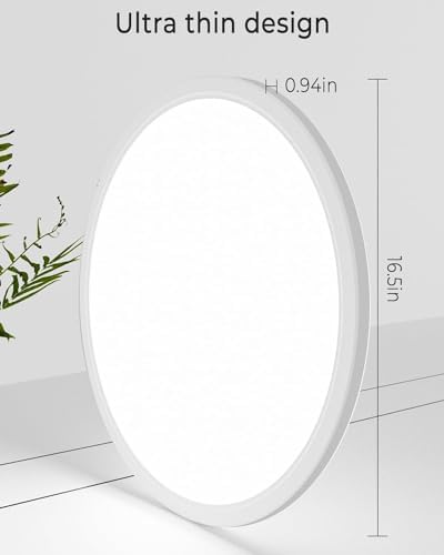 zemty 36W 42CM LED Ceiling Light, Large Bathroom Lights Ceiling 3000K/4500K/6000K,3 Color Temperature Flush Round Ultra Thin for Living Room,Office,Bedroom,Bathroom,Kitchen