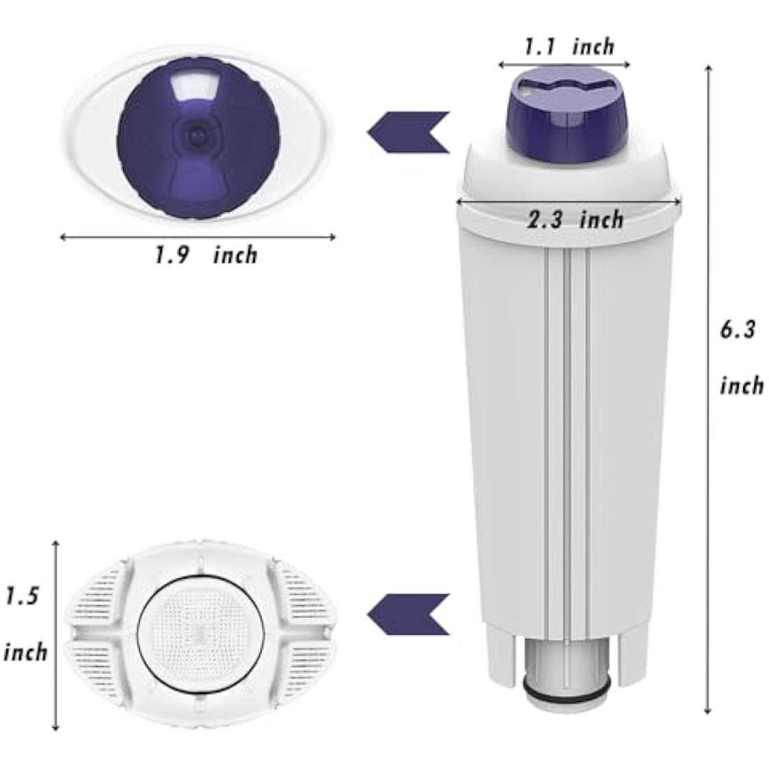 6 Pack Coffee Machine Water Filter Replacement for DeLonghi DLSC002 Includes Versions of De'Longhi ECAM, ETAM, EC, BC Series.