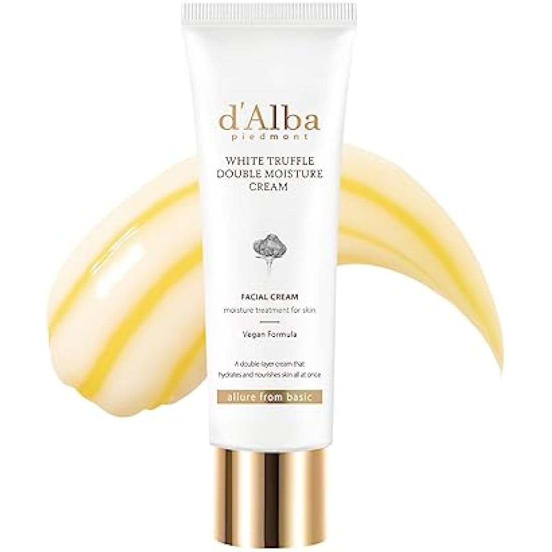 d'alba White Truffle Double Moisture Cream, Vegan Moisturizer, Nourishing and Firming Dual Formula in ONE tube, Korean skincare (60ml)