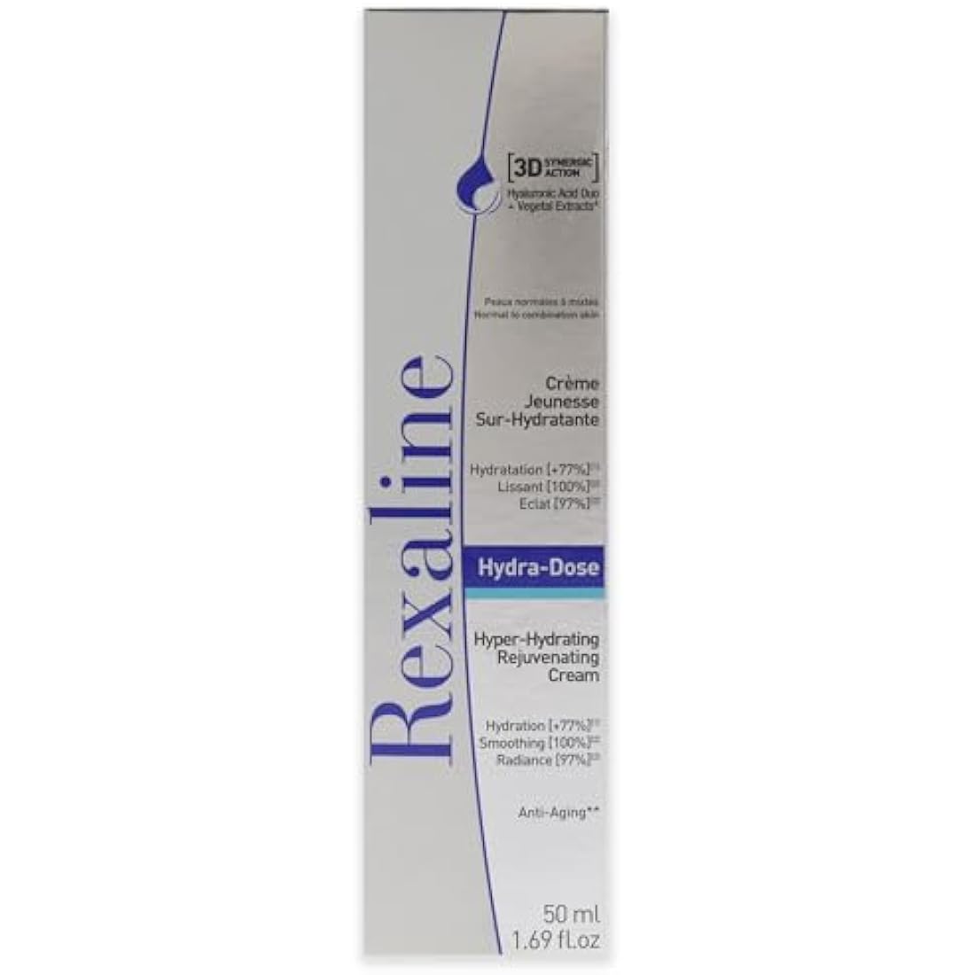 Rexaline - Hydra-Dose - Hyper-Hydrating Rejuvenating Cream - Anti wrinkle cream with Hyaluronic Acid - Anti aging facial care - Day and night cream - Face moisturizer - Cruelty free - 50ml, 700121