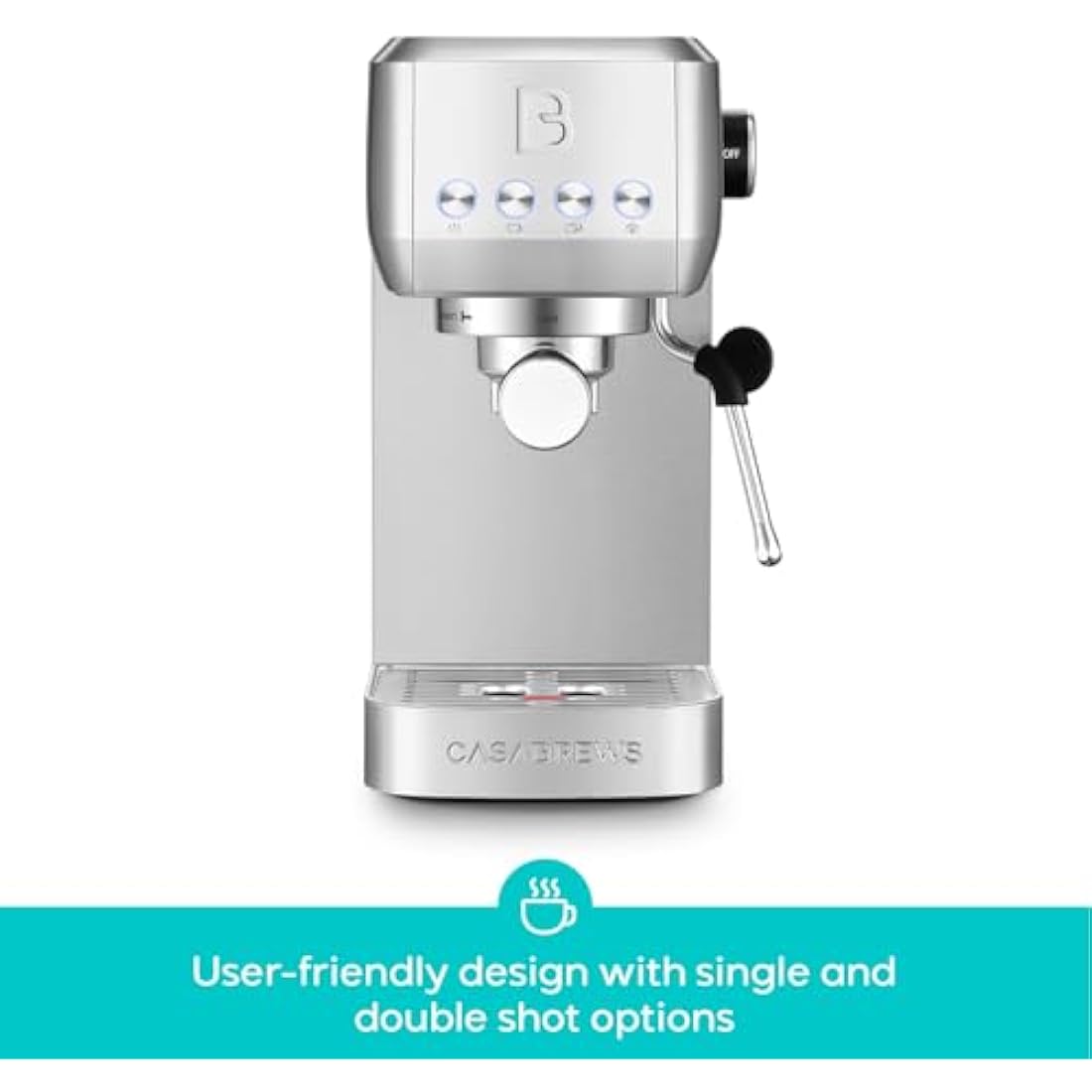 CASABREWS 3700 Essential Espresso Machine 20 Bar, Stainless Steel Cappuccino & Latte Machine with Steam Frother for Home, 1.3L Water Tank, Silver