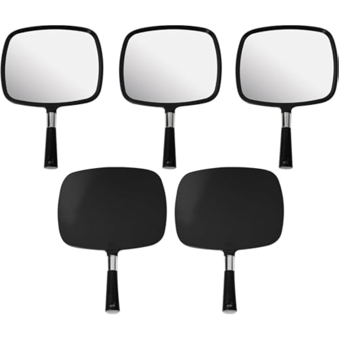 MIRRORVANA Large & Comfy Hand Held Mirror with Handle (Black (5-Pack))