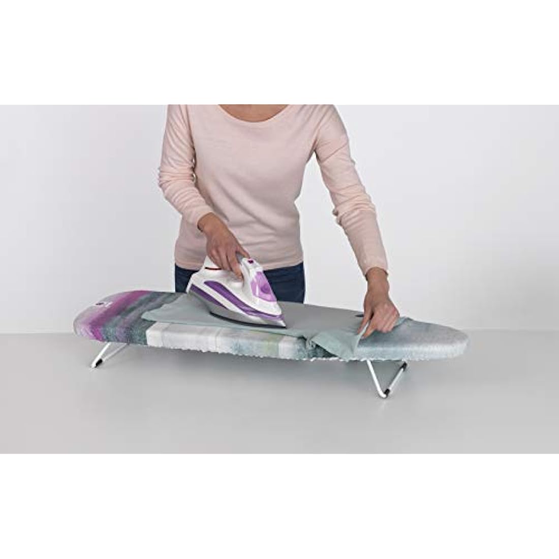 Brabantia Table Top Ironing Board Size S (95 x 30cm) Compact Flat-Folding Steam Iron Table, Ideal for Apartments & Caravans (Morning Breeze)
