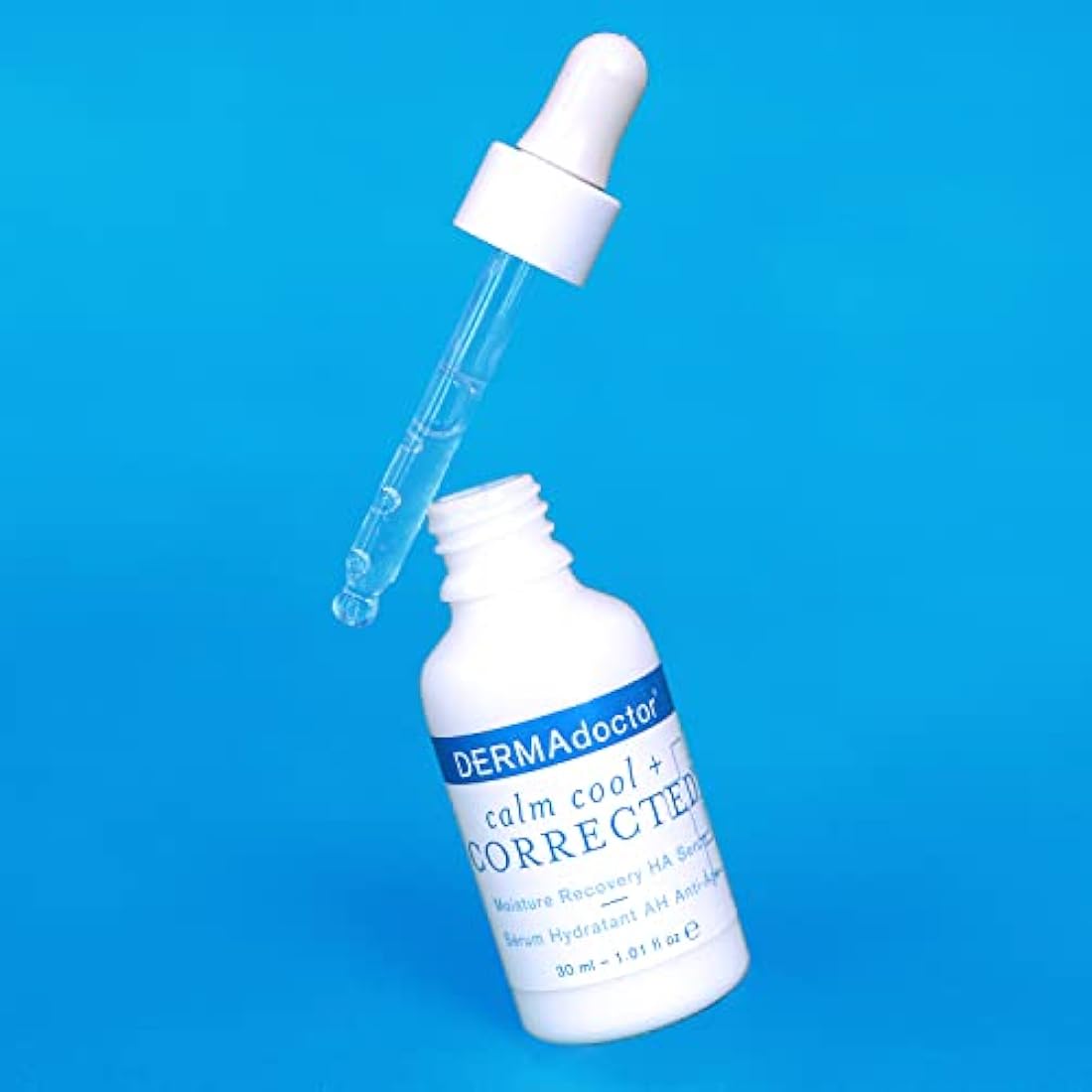 DERMAdoctor Calm Cool + Corrected Dermatologist Formulated Moisture Recovery Hyaluronic Acid Serum with Vitamin C & Niacinamide; Hydrating & Brightening Anti Aging Serum for Sensitive Skin - 30 ml