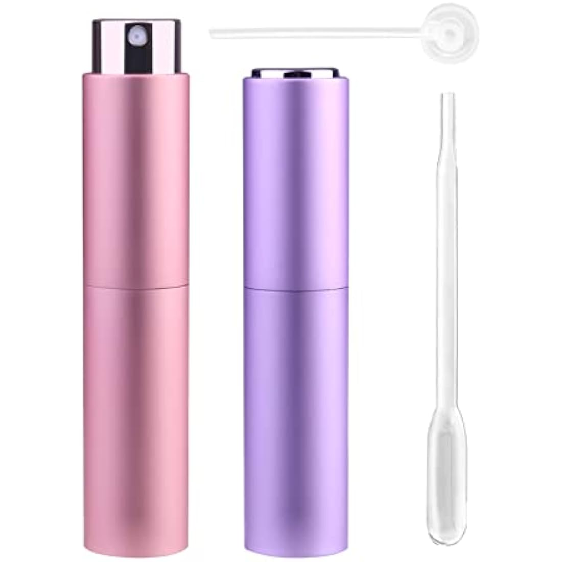 Zingso Refillable Travel Perfume Atomiser Bottles, 2 Pcs 10ml Mini Portable Spray Bottles Refillable Perfume Aftershave Atomiser Empty Travel Bottles with Funnel… (10ml (Pink+Light Purple))