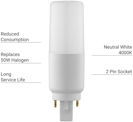 SEBSON G24 7W LED, G24d Universal (G24d-1, G24d-2, G24d-3) - 10 Pack - Neutral White 4000K, 50W Replacement for Light Bulb, 660lm, 230V, 220º Beam Angle - not dimmable