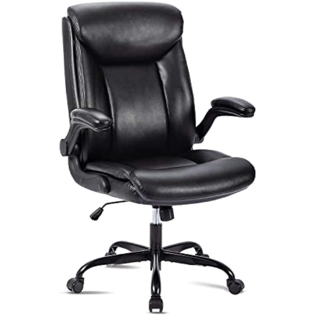 MZLEE Ergonomic Executive Office Chair Swivel Work Chair Computer Desk Chair with Flip-up Armrest, Adjustable Height (Black)