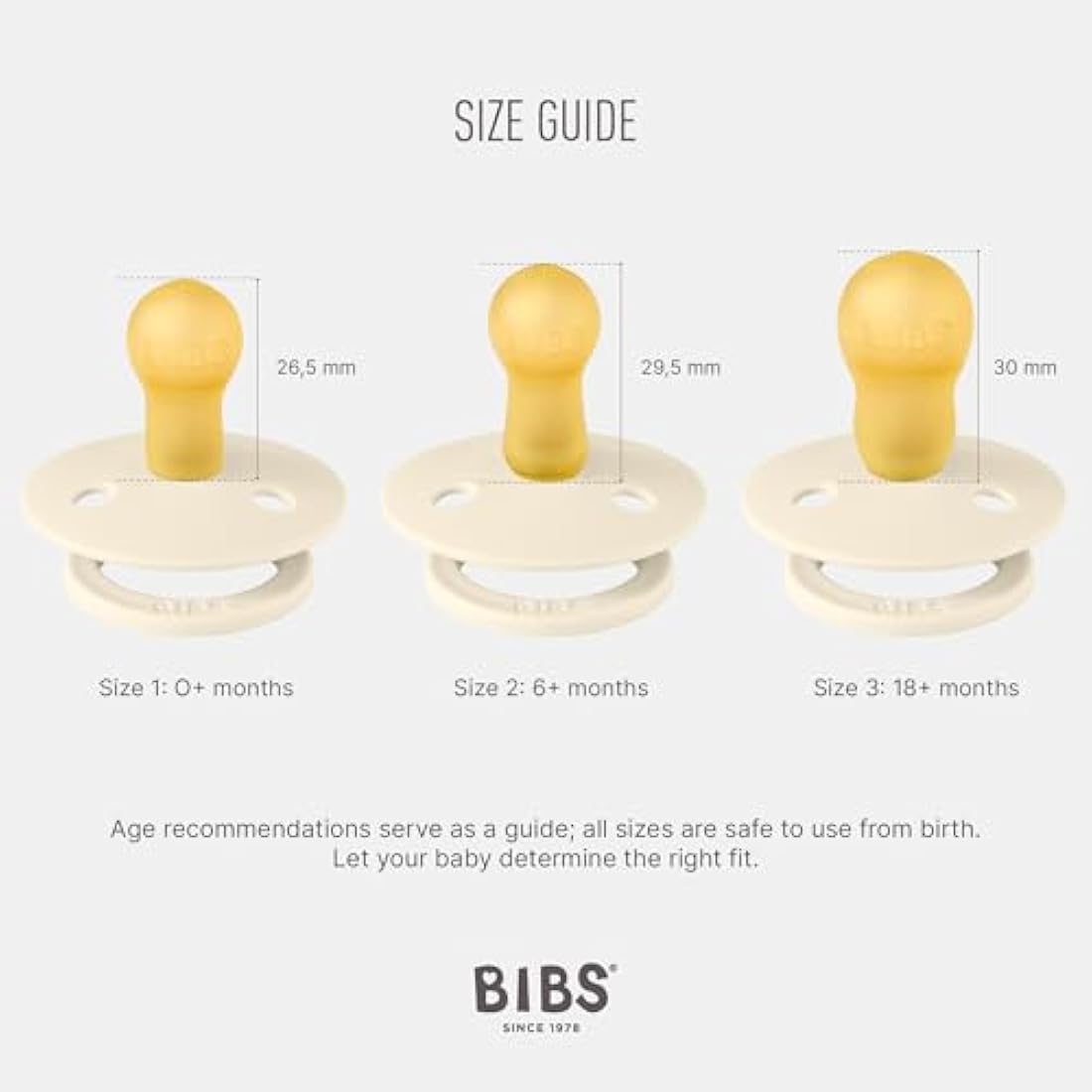 BIBS Colour Soother 2-Pack, BPA Free Dummy Pacifier, Round Nipple. Natural Rubber Latex, Size 2 (6-18 Months), Sage/Cloud