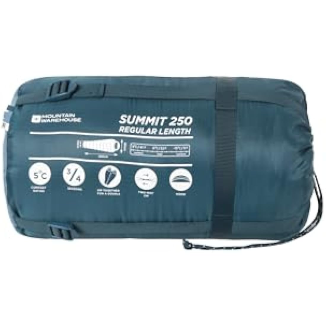 Mountain Warehouse Summit 250 Sleeping Bag - 3/4 Season Insulated & Mummy Shaped Bag - For Spring Summer, Camping & Trekking