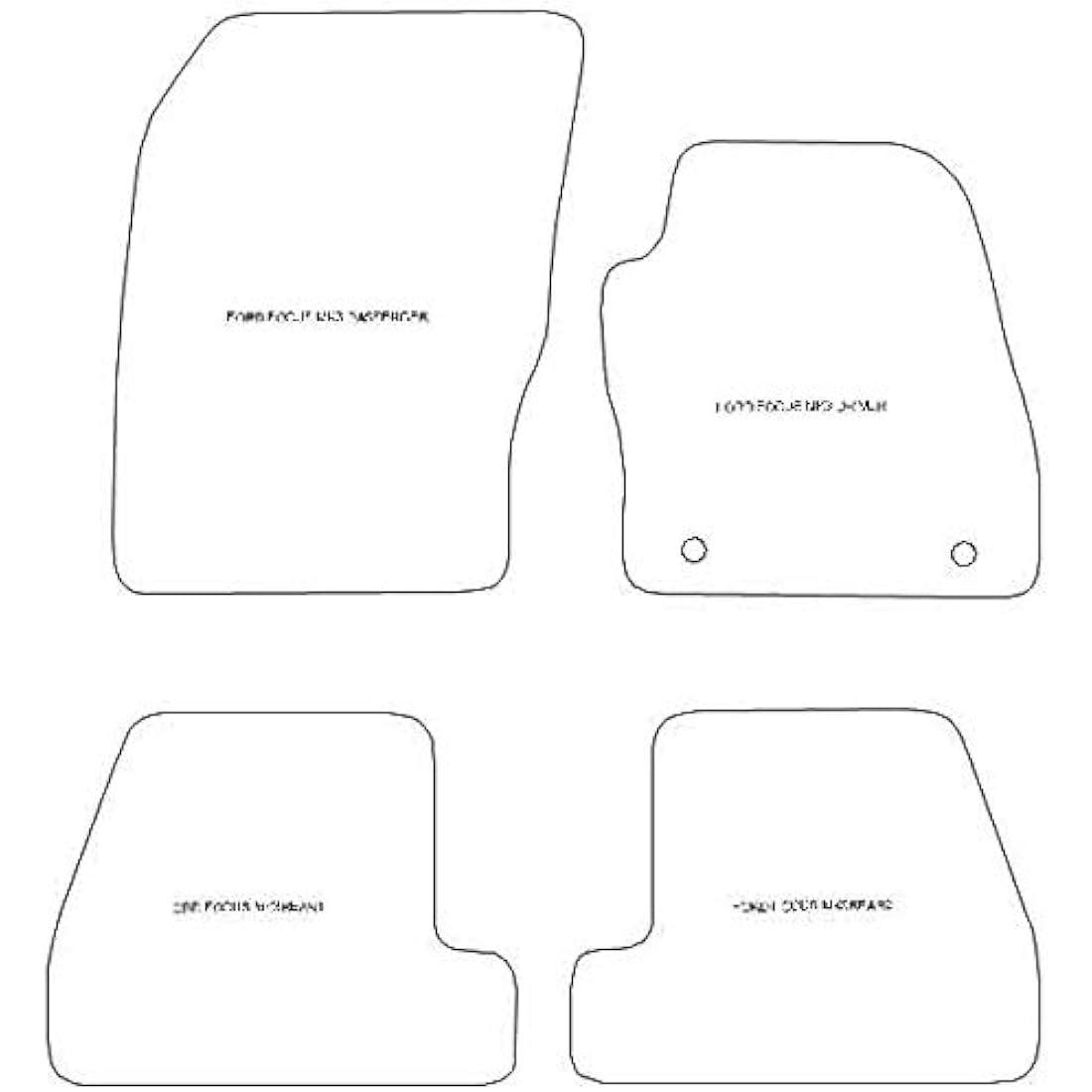 Car Mats FOR Ford Focus MK3 2011-2015 Black Carpet - Grey Ribbed Trim - Black Rectangle Heel Pad [SAPP-1339]