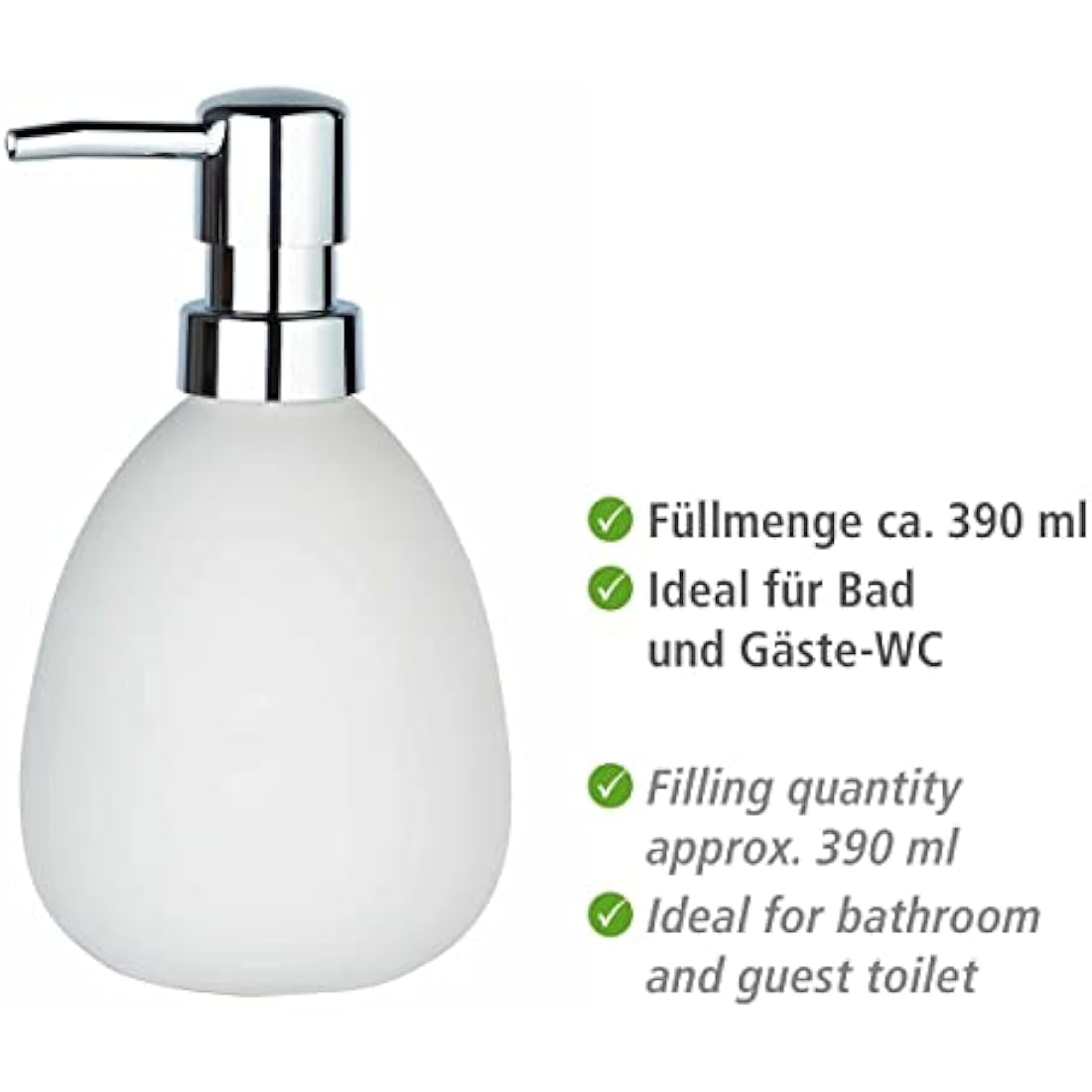 WENKO Polaris soap dispenser matt white ceramic liquid soap dispenser White