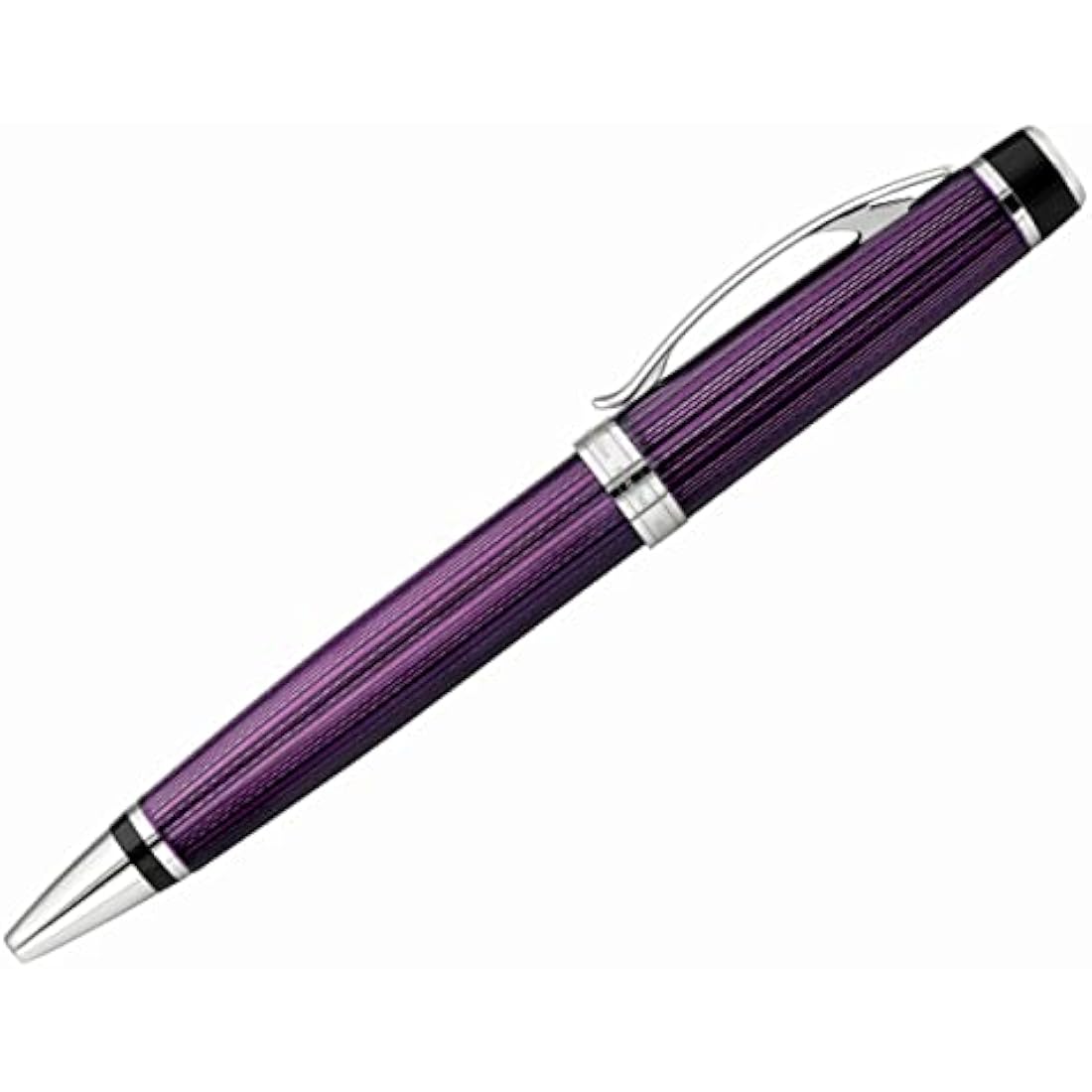 Xezo Incognito Brass Ballpoint Pen in Purple Metallic Color, Diamond-Cut Engraved, Serial, Platinum Plated Parts (Incognito Purple B-2)