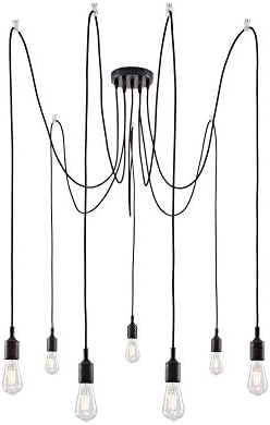 Paulmann 50390 Ketil Neordic Pendant luminaire 7-lamp Sputnik max. 7x20 watts Pendant lamp Black Ceiling lamp Silicone, Metal Pendant luminaire E27