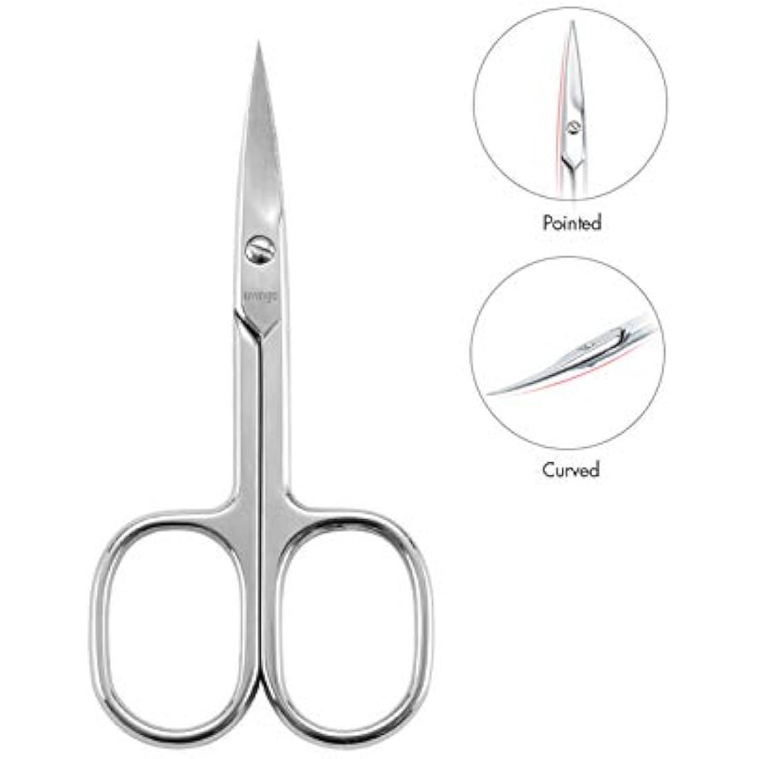 LIVINGO Premium Manicure Scissors Multi-Purpose Stainless Steel Cuticle Pedicure Beauty Grooming Kit for Nail, Toenail, Eyebrow, Eyelash, Dry Skin Curved Blade 9cm