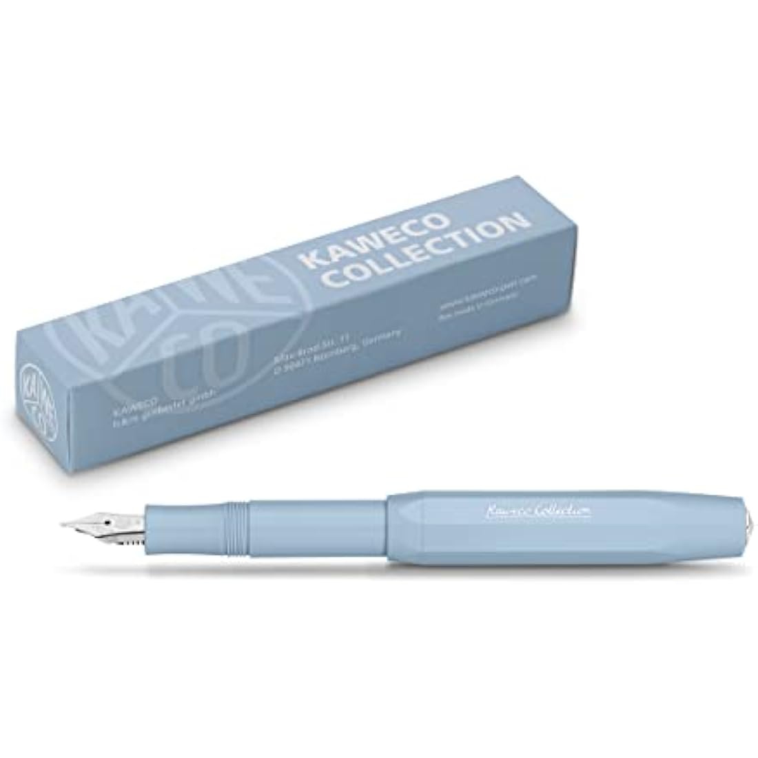 Kaweco Sport Fountain Pen Mellow Blue I Premium Fountain Pen for Ink Cartridges with Steel Nib I Nib: B (Broad)