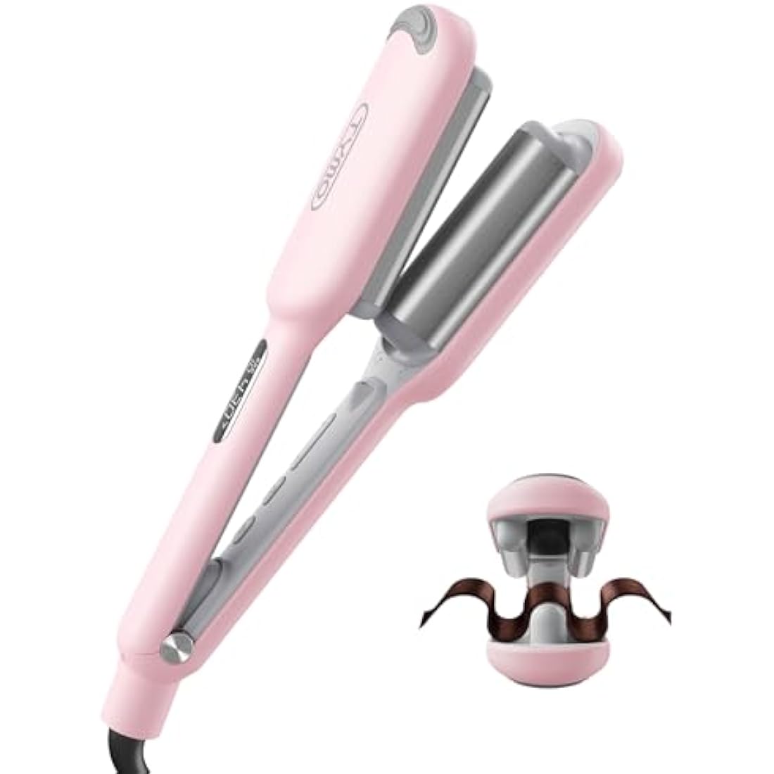 TYMO ROVY Hair Waver Crimper - Hair Curler, Deep Waver Curling Iron, Ionic Curling Wand with Ceramic Tourmaline Barrel for Women, Anti-Scald, Quick & Easy, Dual Voltage, Pink 25mm