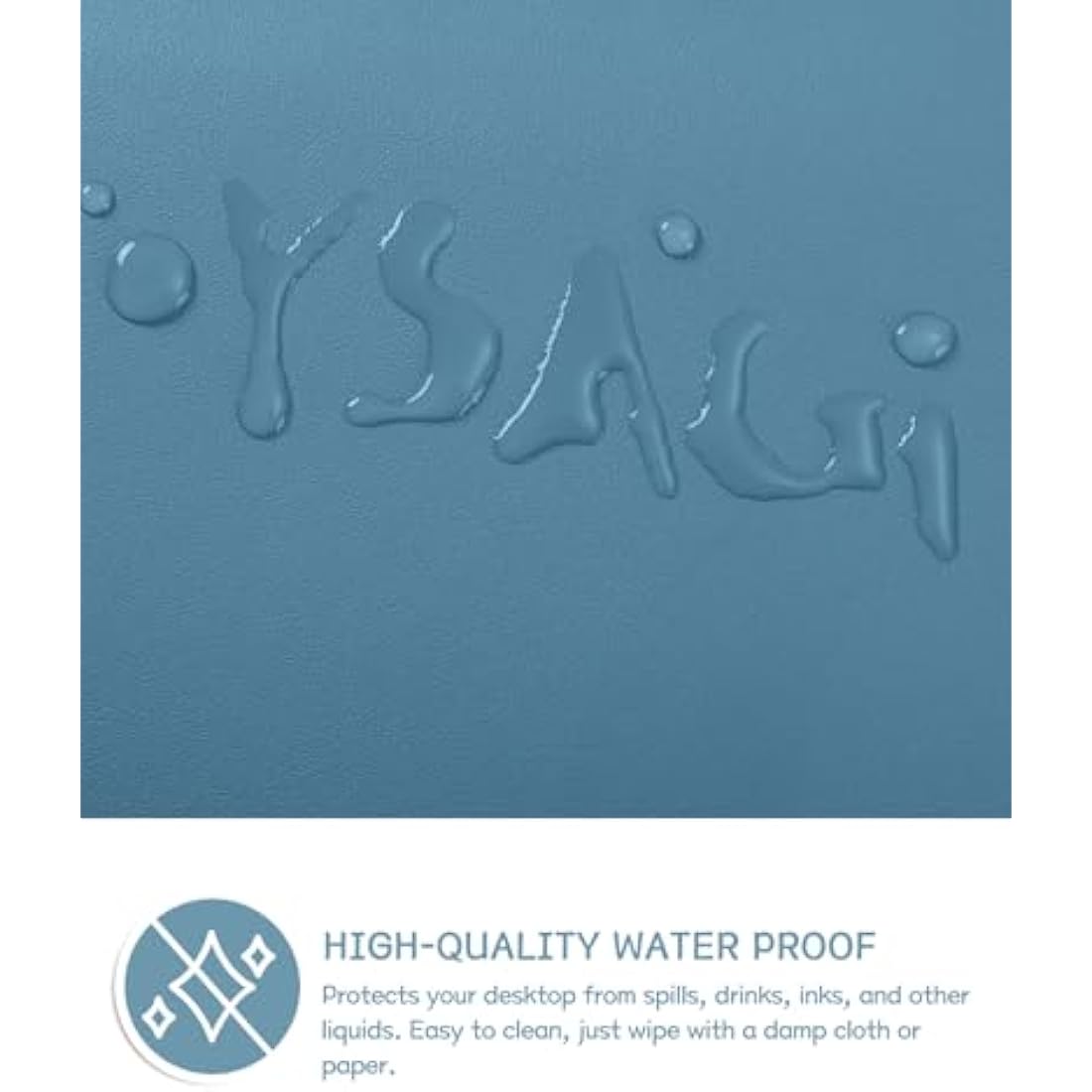 YSAGi Non-Slip Desk Pad, Waterproof PVC Leather Desk Table Protector, Ultra Thin Large Mouse Pad, Easy Clean Laptop Desk Writing Mat for Office Work/Home/Decor (80 x 40 cm, Azure)