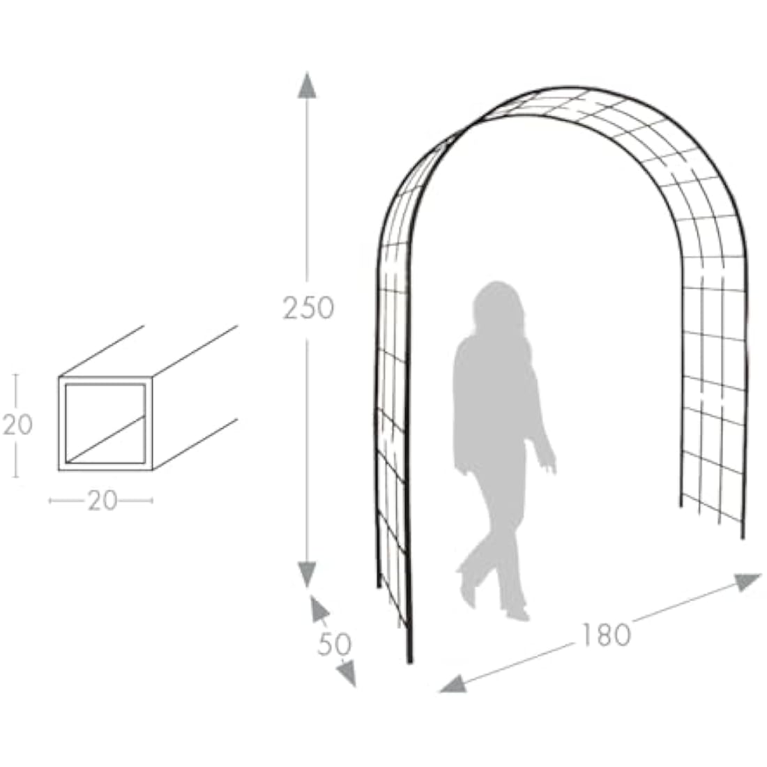 Louis Mill 3006Arch For Climbing Plants Metal Antique Iron 180x 50x 250cm