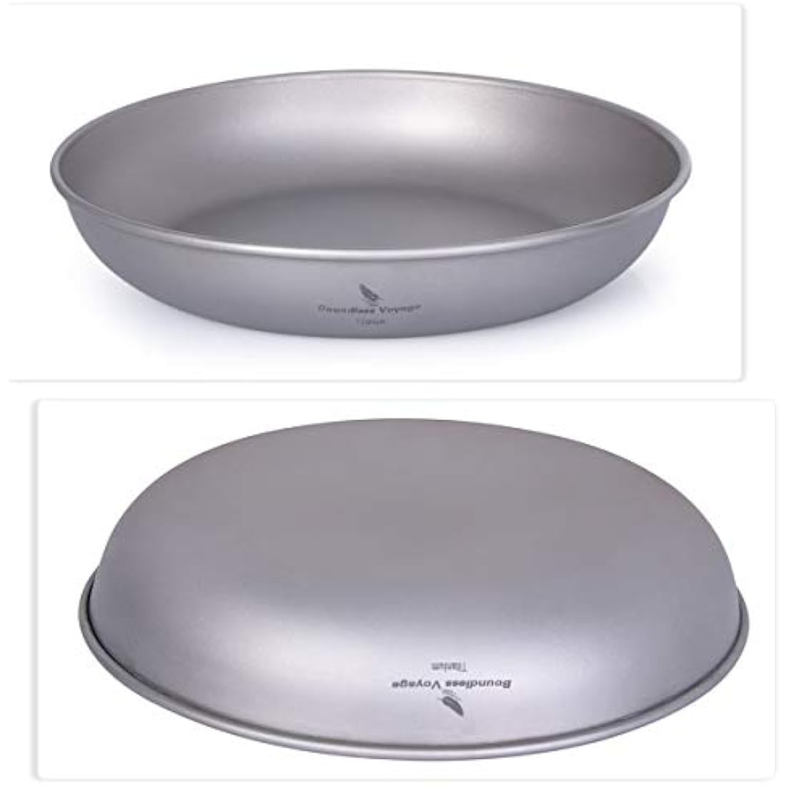 Boundless Voyage Ultralight Titanium Pan Dish Plate with Carry Mesh Bag Outdoor Titanium Dishware and Utensils Mess Kit for Camping Backpack Ti15139B