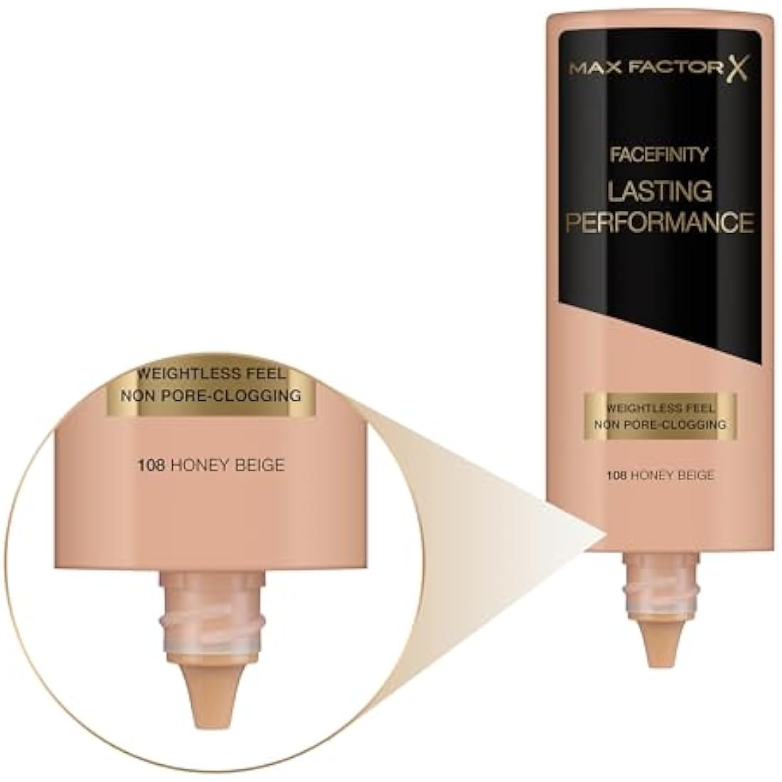 Max Factor Lasting Performance Liquid Foundation, 108 Honey Beige, Full Coverage, Flawless and Radiant Finish, Lightweight Formula, Smudge Resistant, Non Pore-Clogging, Fragrance Free, 35ml