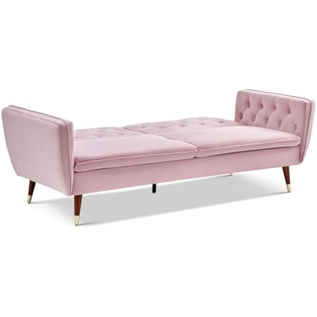 Bravich 'Victoria' 3 Triple Seater Velvet Fabric Sofa Bed- Rose Click Clack Mechanism Sofa Bed With Gold Accent Legs. Living Room Furniture For Adult Guest Bed. Comfy Living Settee Couch Futon