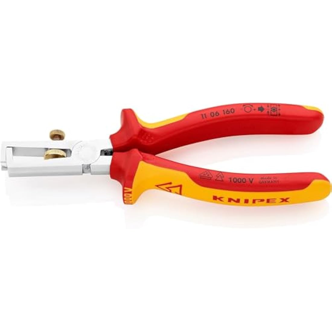 Knipex Insulation Stripper with opening spring, universal chrome-plated, insulated with multi-component grips, VDE-tested 160 mm 11 06 160