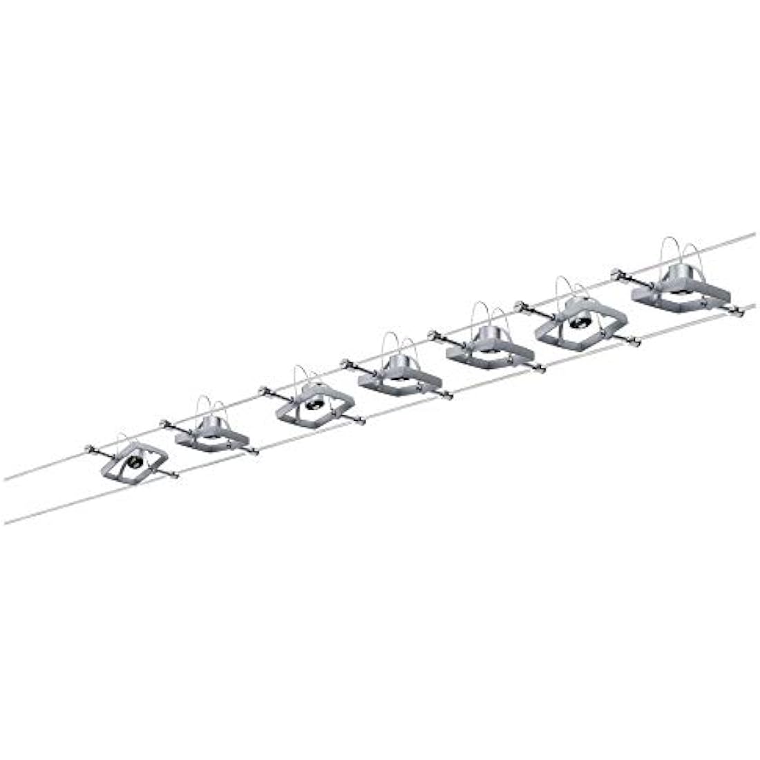 Paulmann 94152 Cable Lighting System – Mac II Set Ceiling Light Metal Wire System for GU5.3 LED Lamps - Suitable for Max 7 x 10 Watt Bulbs, Comes Without Bulbs - Matt Chrome
