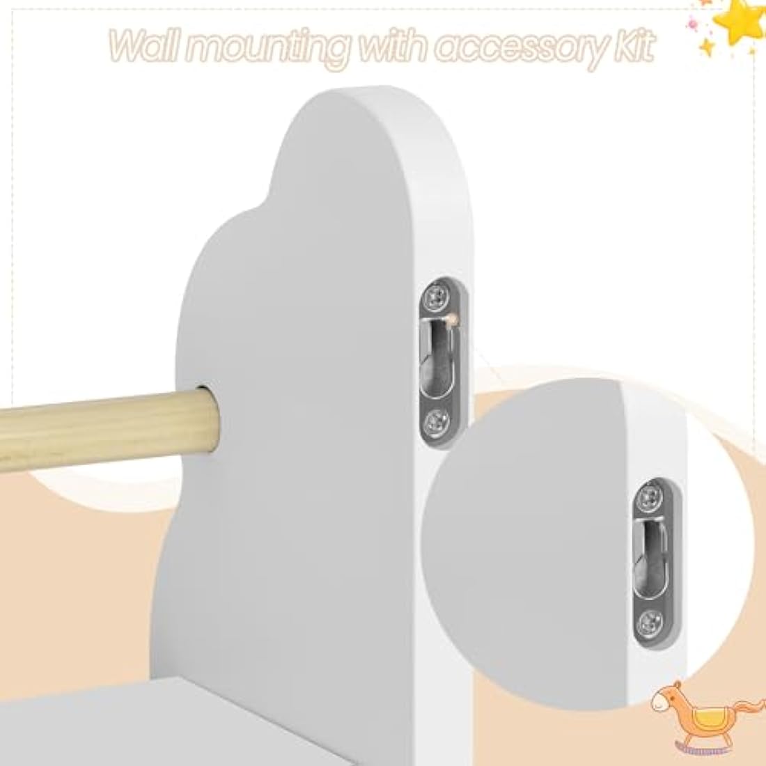 WOLTU Kids Wall Shelves Set of 3 Floating Shelves Kids Bookshelf, Children’s Bookcase Wall Mounted Book Storage Unit, Toy Organiser, Cloud Shape, White, 45x12.7x23cm