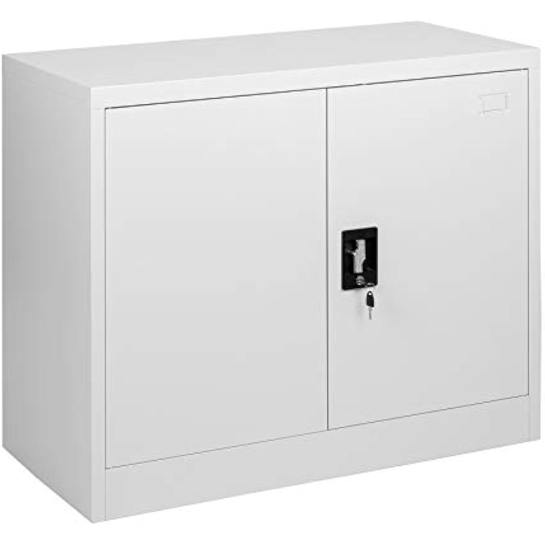 MMT Office Storage Cabinet, Metal Office Storage Cupboard with Lock, 2 Door Filing Cabinet with Adjustable Shelf, Garage, Workshop, Pantry Utility Cupboard, Powder Coated Grey, 90cm Wide
