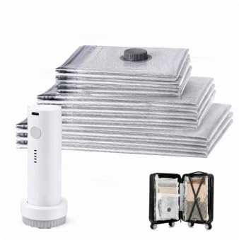 9-Pack Vacuum Storage Bags for Clothes with Electric Pump, Reusable Vacuum Storage Bags, Suitable for Travel, Luggage, Clothing & Home storage