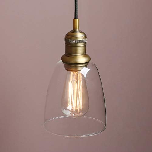 Yosoan Lighting Industrial Pendant Light Fittings with Glass lampshade, Loft Bar Edison Hanging Ceiling Lights Chandelier for Kitchen Island Living Room Dining Room Front Mirror (Antique)