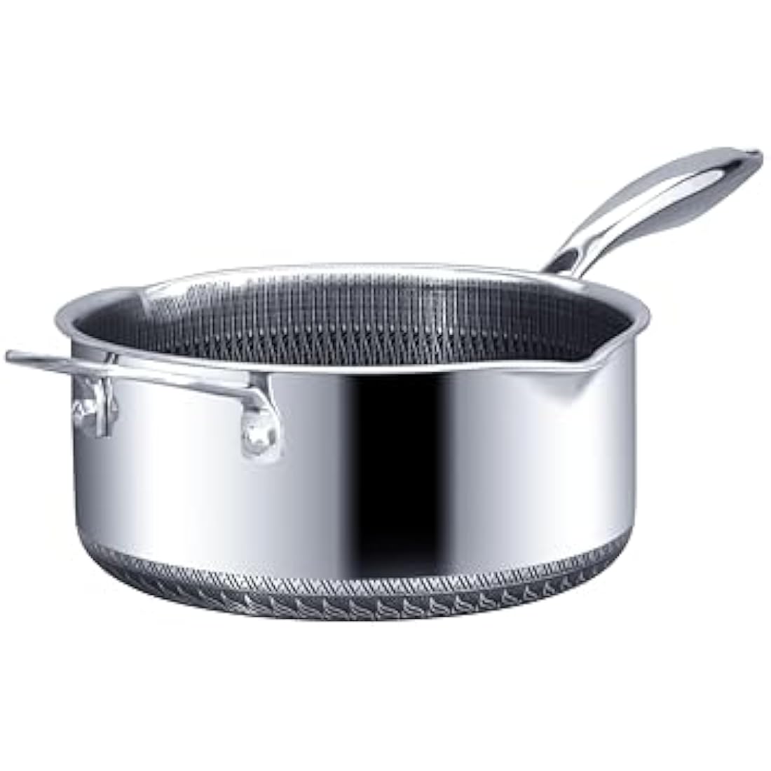 Saucepot with lid 24cm/4L | Non-stick Sauce Pan for Induction, Gas, Electric Hobs |Cooking Pot with Pour Spout |Stay Cool Twin Handle | Anti Scratch |Oven Safe | Honey Comb German Engineering | Chemic