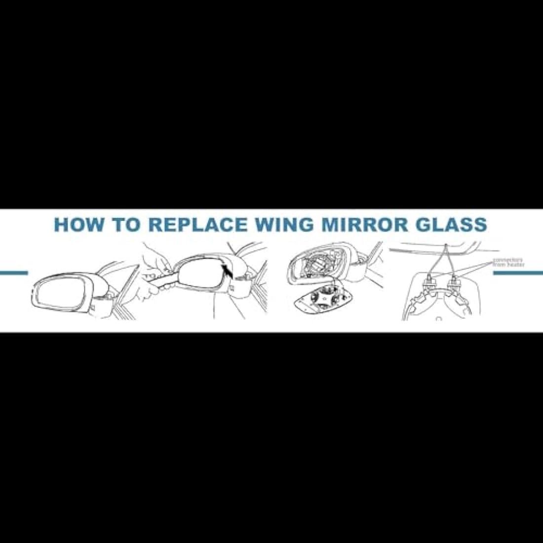 Clip on Heated Base Wing Mirror Glass fits Ford Transit Custom 2014 to 2023 Right Driver Side