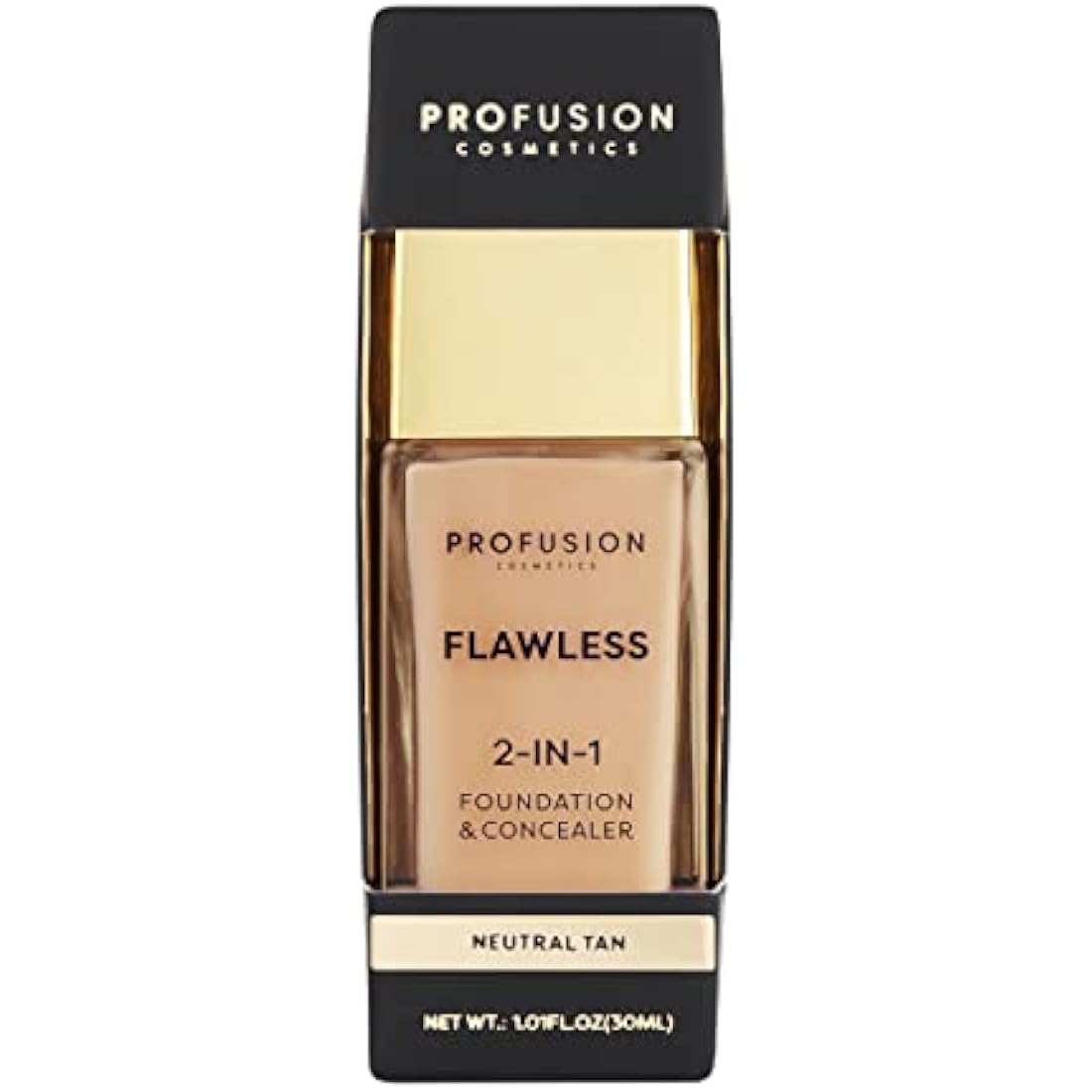 Profusion Cosmetics 2-In-1 Foundation and Concealer for Medium Skin Tone, Flawless Full Coverage and Matte Finish with Convenient Solution for Achieving Polished Look - Neutral Tan